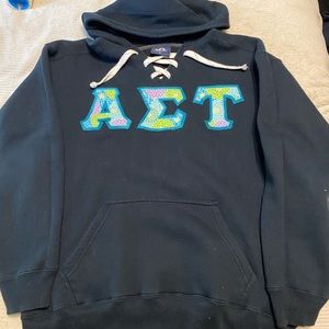 Navy Alpha Sigma Tau letters hoodie
